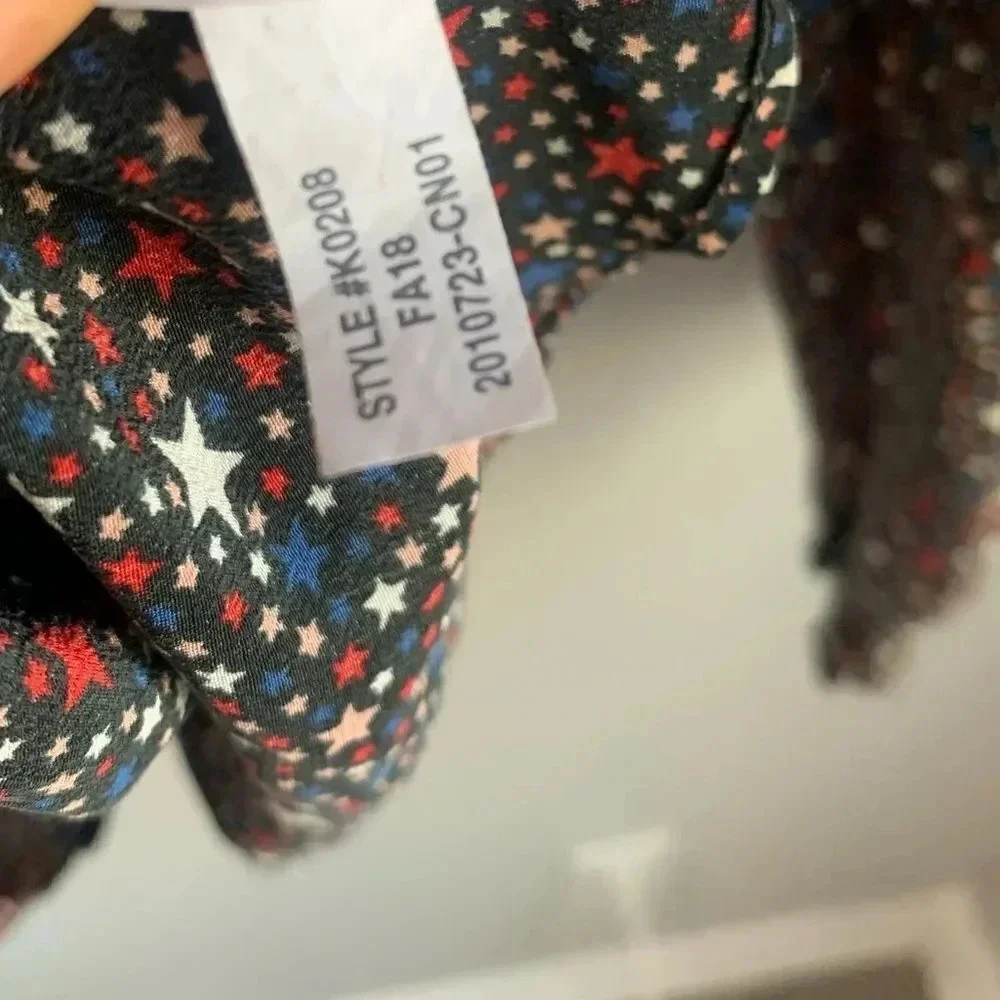 Madewell Silk Ruffle-Hem Wrap Top in Starry Night